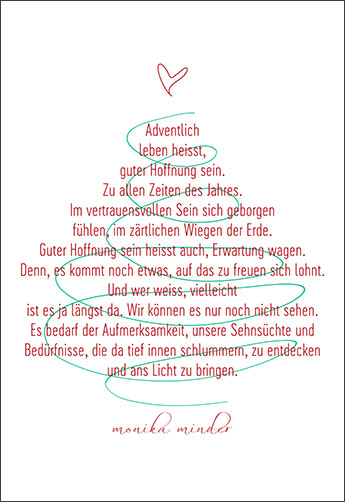 Adventskarte mit Gedankentext Adventlich leben